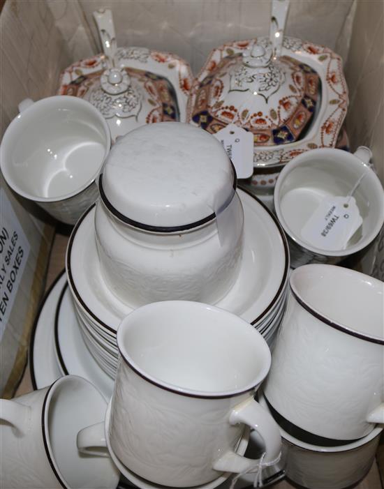 A quantity of china dinner and tea wares, including Hancock Belmont pattern no. 5781 and a Royal Doulton Ting patten part service